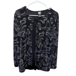 Studio 1940 18/20 Y2K Cardigan Set Glitter Swirls Black Slinky Women